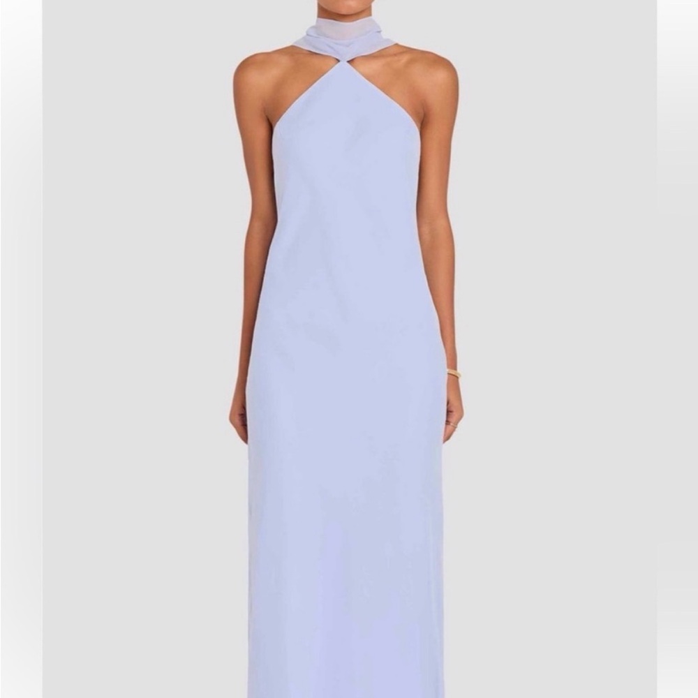 Amanda Uprichard Ashton Halter Neck Chiffon Maxi Dress, SIZE XL